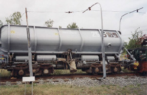 Gekippter Abraumwagen an unserer Ausstellungsfl&auml;che