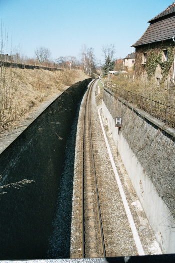Blick von der Br&uuml;cke Komturstra&szlig;e in Richtung Hp.