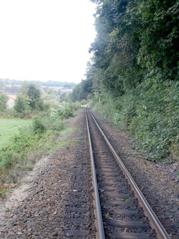 View to the track in the direction of the viaduct of the river Nei&szlig;e