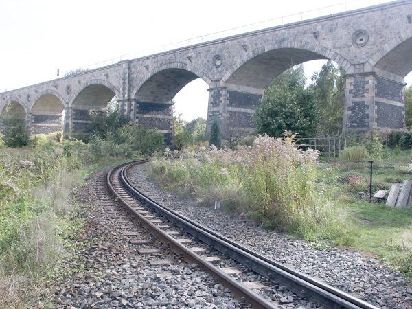 Passage through the viaduct of the river Nei&szlig;e with view from Zittau Stop