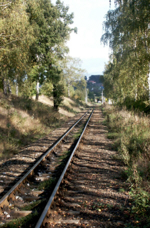 View from the height of the opposite home signal in direction of the Impregnating factory of Olbersdorf