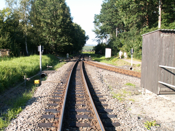 The first switch of the station in direction from Olbersdorf