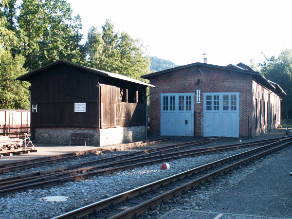 Our engines are housed in this locomotive shed. Left is the coal shed